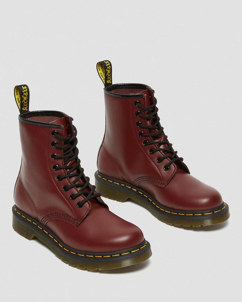 Dr Martens 1460 Smooth Leren Veterlaarzen Dames Roze Rood | NL 575PJJ